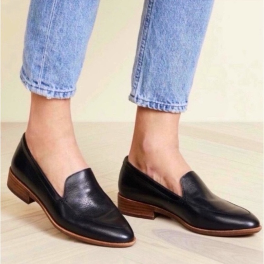 Madewell Frances Black Leather Loafer like new